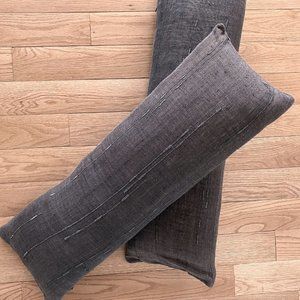 A set of 2-10"x28" brown canvas Pillows